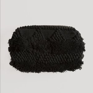 Textured Jacquard Small Black Clutch